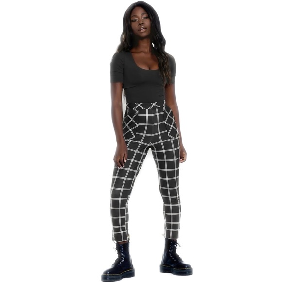 Blackmilk Pants - Sporty Plaid Cuffed Pants